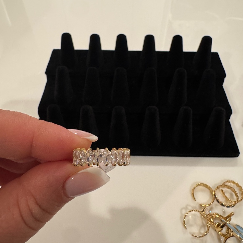 Gold and Silver Crystal Ring 18k plate gold